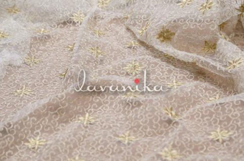 Zari work embroidery on Dyeable Net Fabric Dno4028RFD