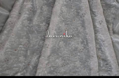 Zari work, Thread Embroidery on Dyeable Georgette Fabric Dno K1829RFD