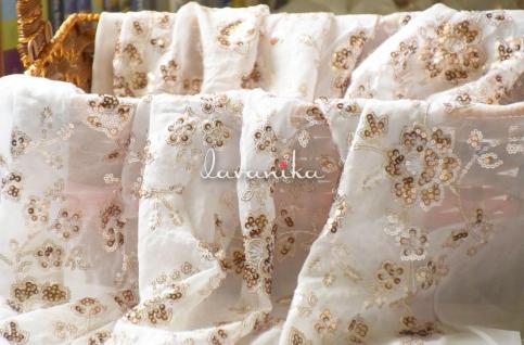Sequin work Embroidery on Dyeable Georgette Fabric Dno26248CRFD
