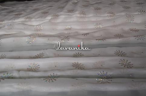 Faux silver Mukaish work Embroidery on Dyeable Georgette Fabric Dno5196RFD