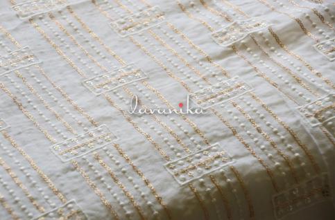 Sequin work, Thread Embroidery on Dyeable Gergette Fabric DNo70457UCRFD