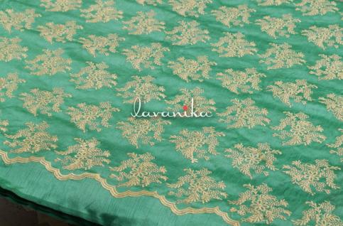 Resham Thread Embroidery on Dupion Fabric Dno3251GN