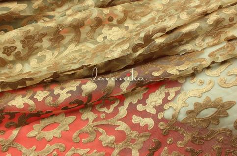 Leather Patchwork on Dyed Net Fabric DnoLD004 54` width