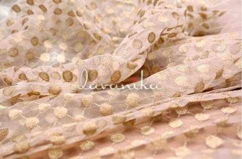 Zari work Embroidery on Dyeable Net Fabric Dno1472