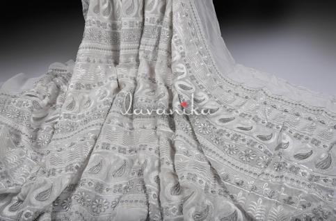 Resham Thread embroidery on Dyeable Georgette Fabric Dno2130RFD