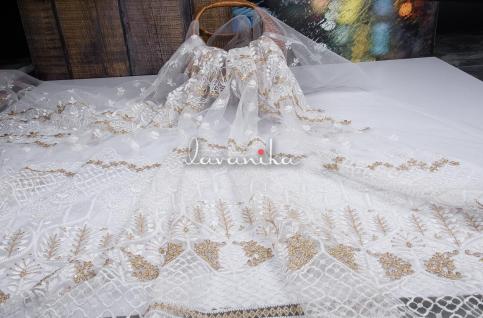 Sequin work, Zari work, Thread Embroidery on Dyeable Net Fabric DnoB1801RFD